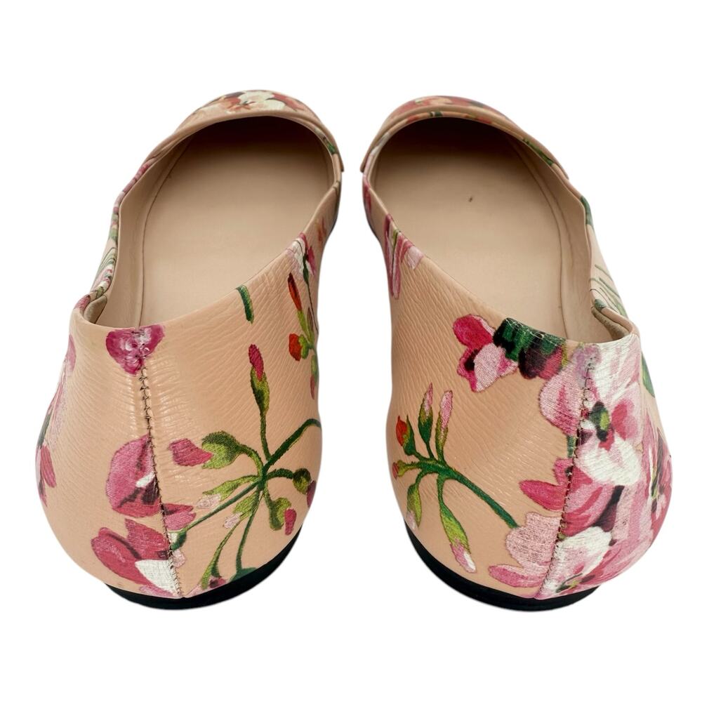GUCCI Calfskin Blooms Print Ballet Flats EU 39.5 US 9.5 Pink Apricot Multicolor - Picture 5 of 10